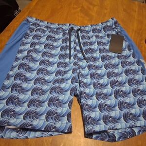 Hurley Blue Wave Print Swim Trunks